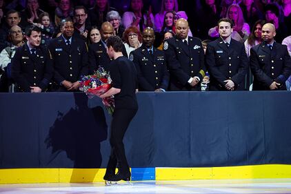 Ice skaters performing